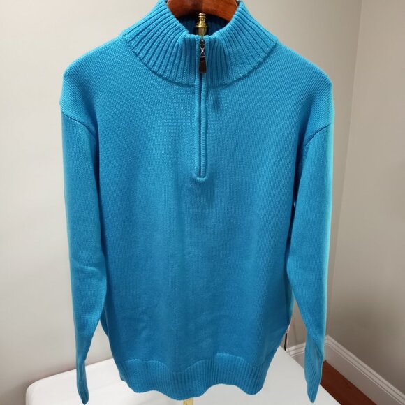 INSEARCH COLLECTION TURQUOISE ZIP UP HIGH COLLAR SWEATER MEN SIZE XL - Picture 5 of 7